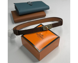 Коричневый женский замшевый ремень Hermes (280-1)